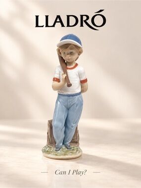 Lladró Can I Play? #7610 Baseball Boy Retired Porcelain Figurine w/ Box